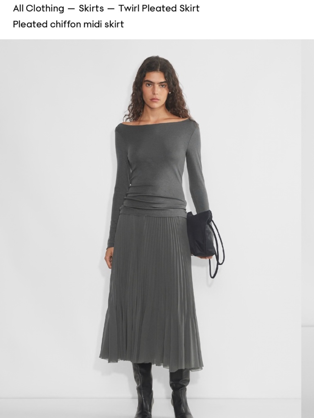Aritzia Wilfred Gray Twirl Pleated Skirt Size S